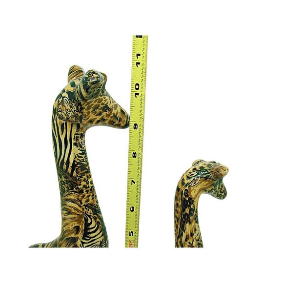 La Vie 1980's Ceramic Giraffe Mother & Baby Safari Patchwork Figurines 2 Pieces - Picture 8 of 12